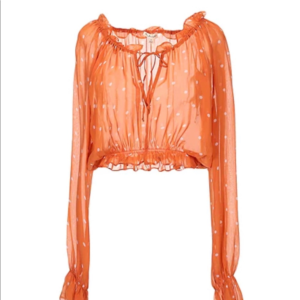 For Love And Lemons Orange Polka Dot Blouse